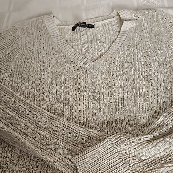Banana Republic Women's Knitted V-neck Long Sleeves Sweater XS Pearl White - Picture 14 of 16